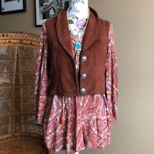 Designer Jose Luis boho chic leather vest Small